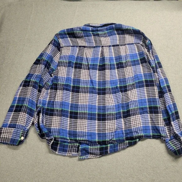 Aerie Womens Size M Blue‎ Plaid Button Front Flannel Cabincore Cozycore Campcore - Picture 8 of 9